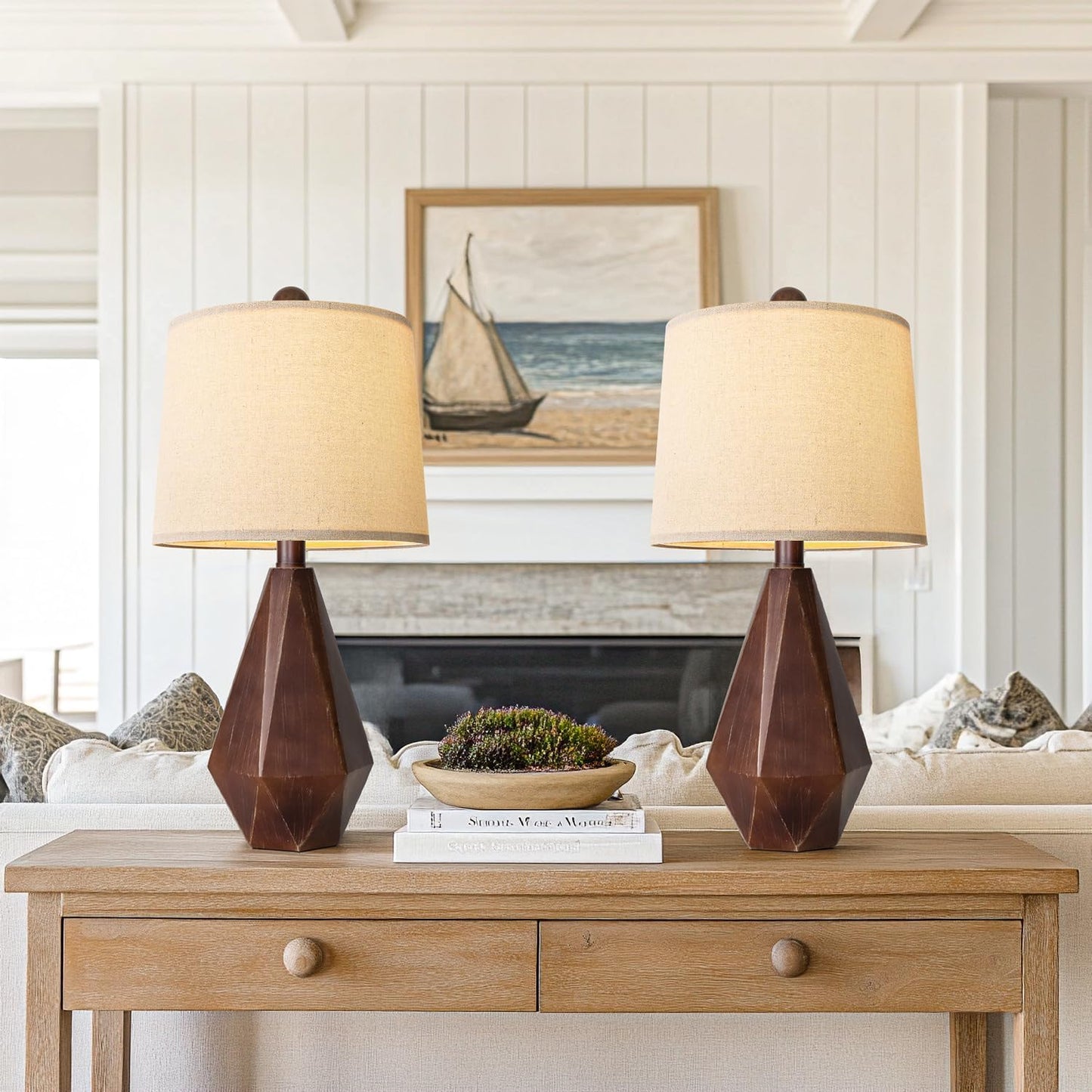 PoKat 20.25 in Farmhouse Table Lamps Set of 2 for Night Stands