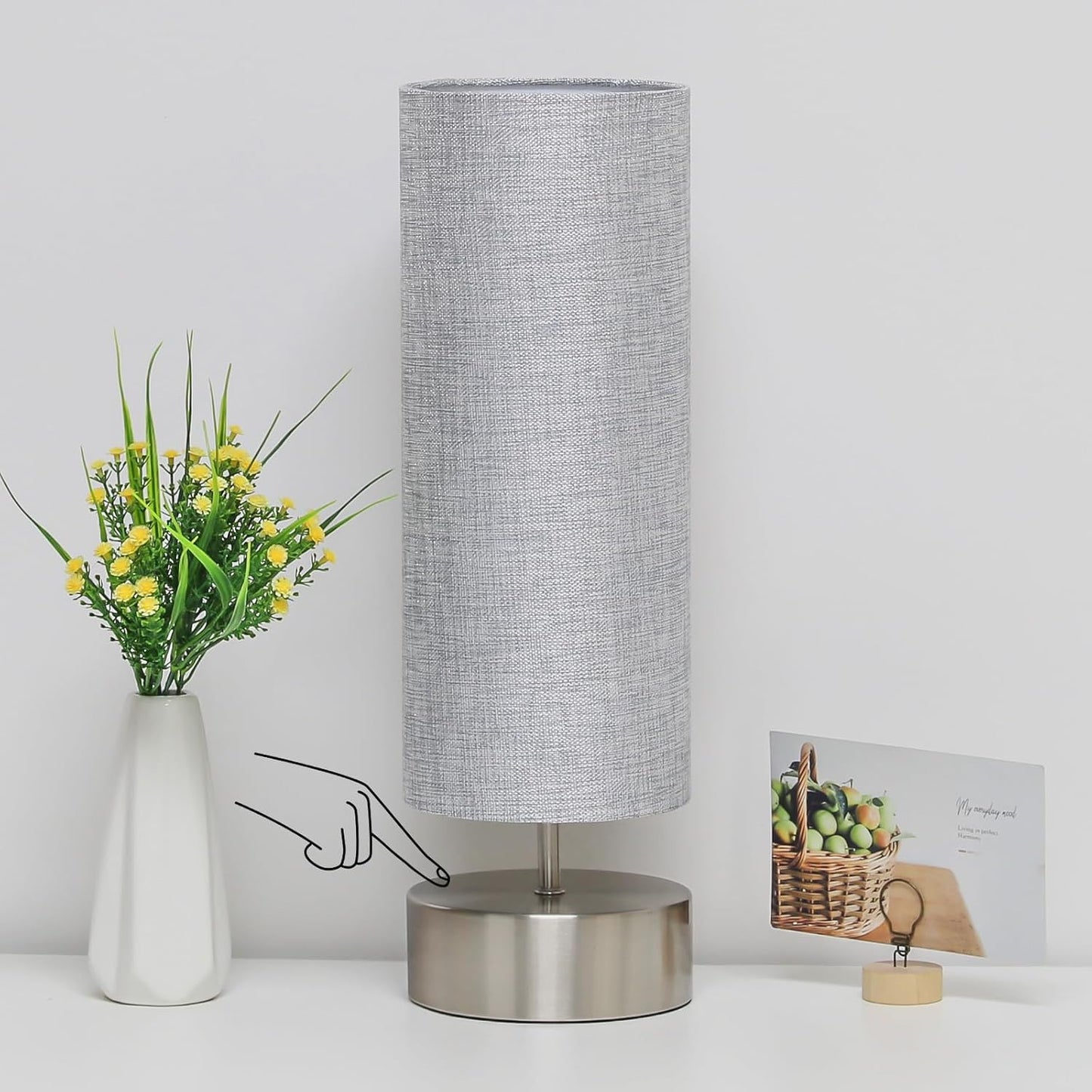 Touch Control Table Lamp with Silver Base for Modern Spaces