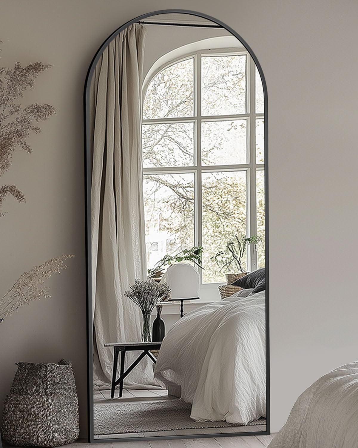 Full Length Mirror with Stand, 58x19 Arched Design for Elegance