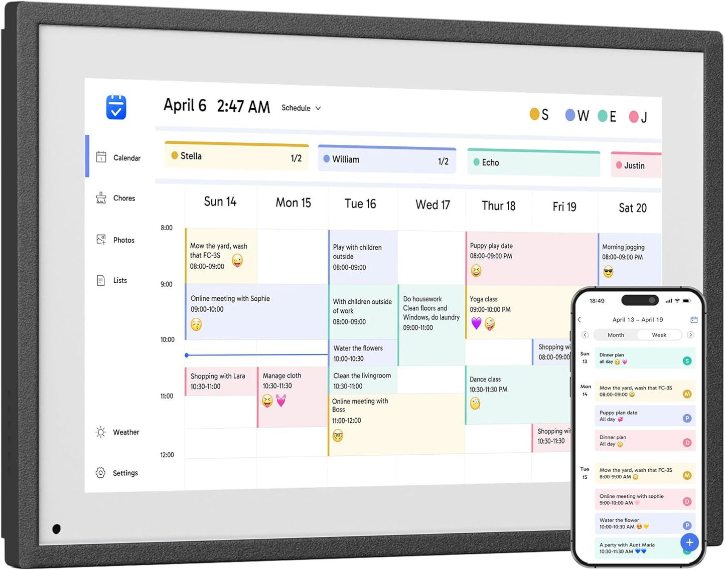 Dragon Touch 10.1 inch Digital Calendar for Family Scheduling