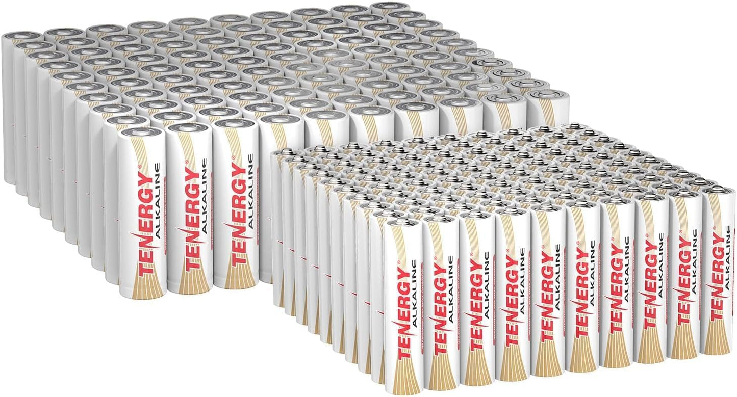 Tenergy 100 Pack Alkaline AA and AAA Batteries for Electronics