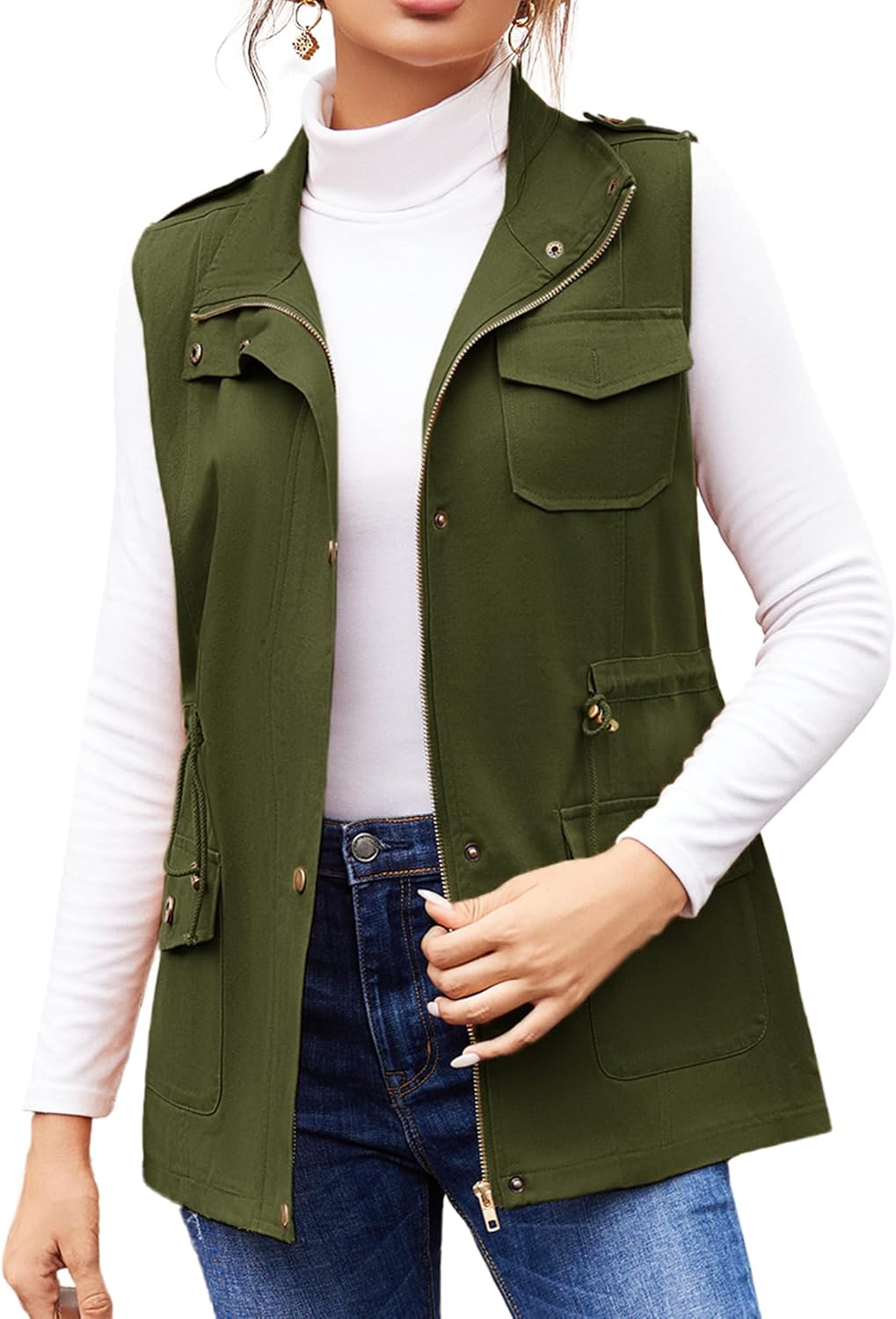 Beyove Womens Lightweight Sleeveless Military Anorak Cargo Vest