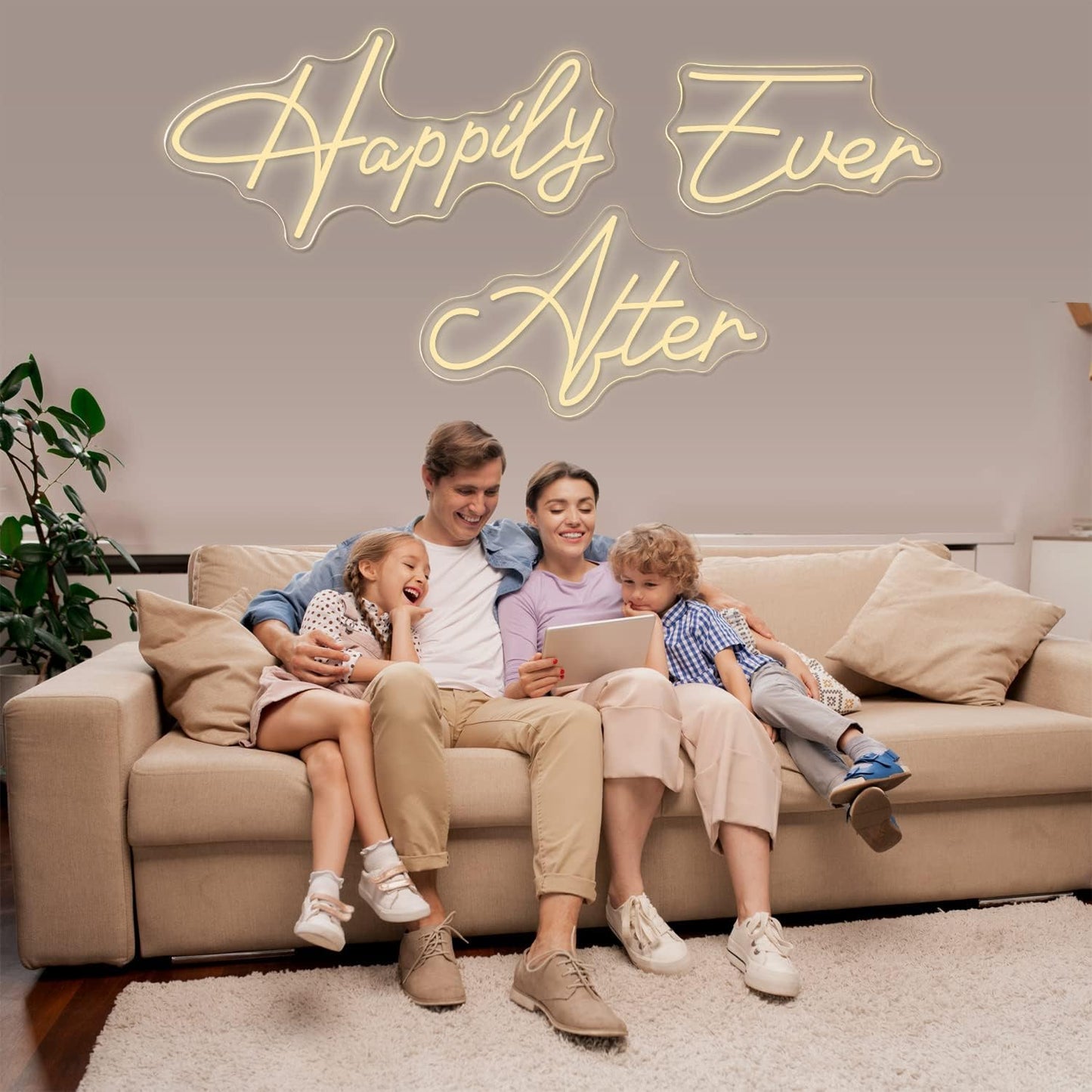 Super Large Neon Sign Happily Ever After for Home Decor