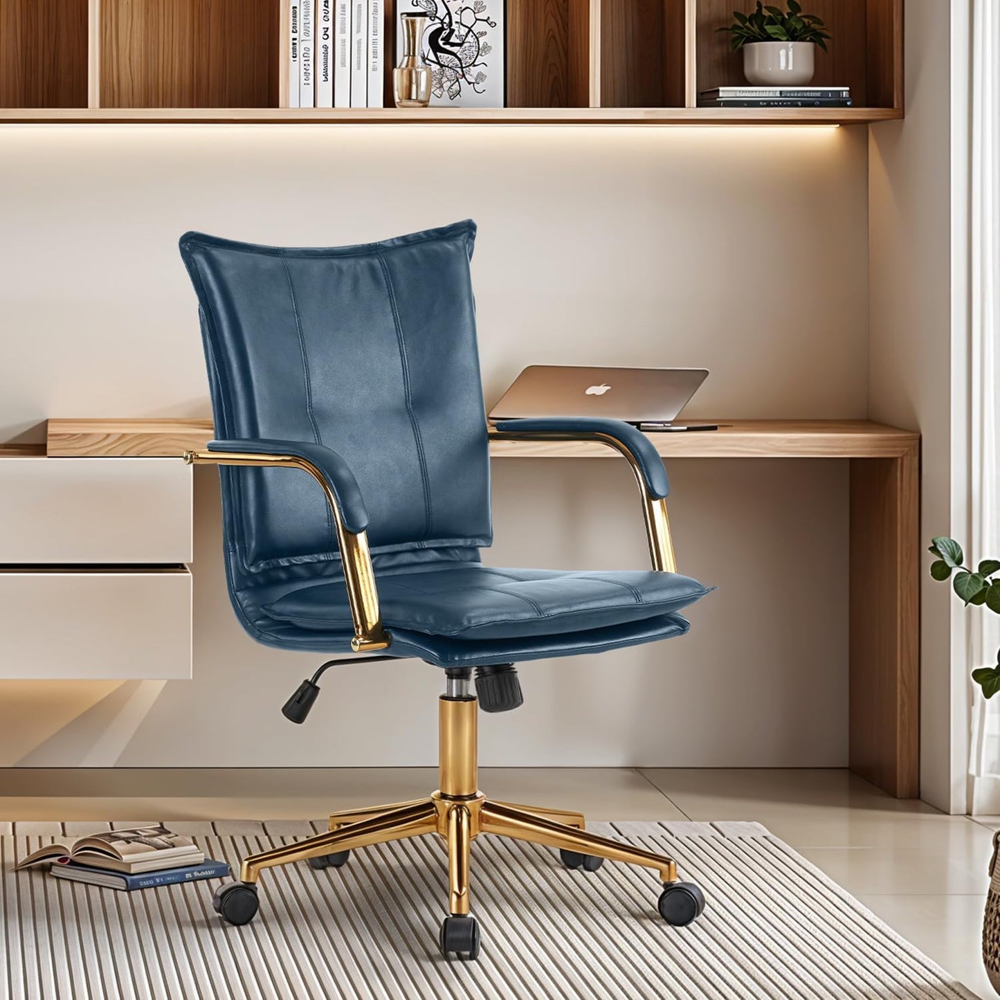 MOJAY Mid-Back Ergonomic Leather Office Chair for Comfort