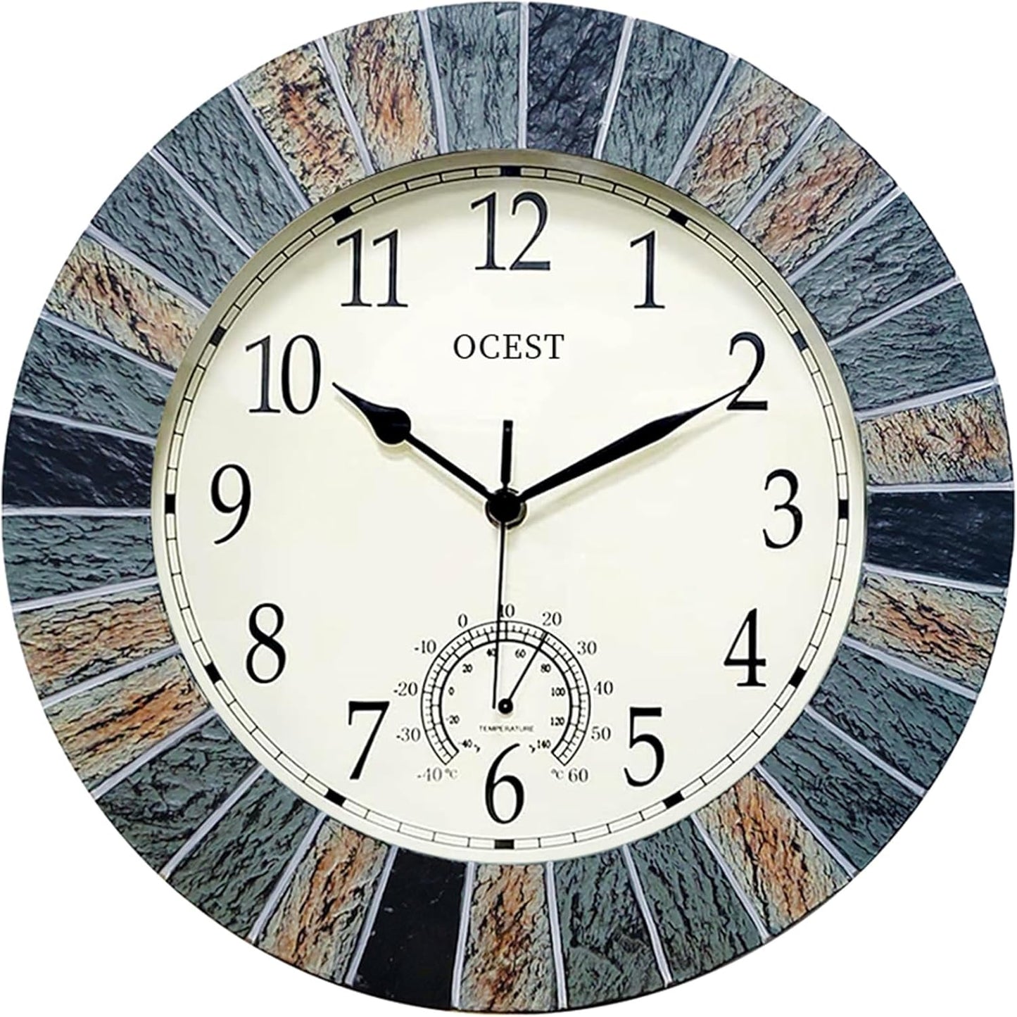 Large 13 Inch Outdoor Indoor Clock with Thermometer and Style