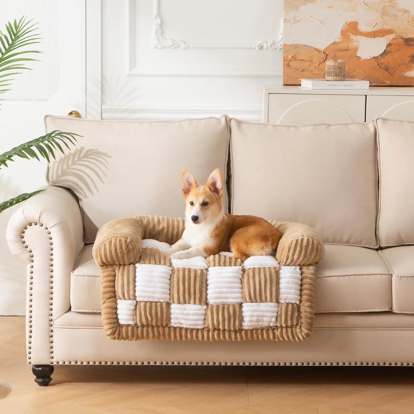 Dog Bed for Couch with Bolster - Comfy and Washable Protector
