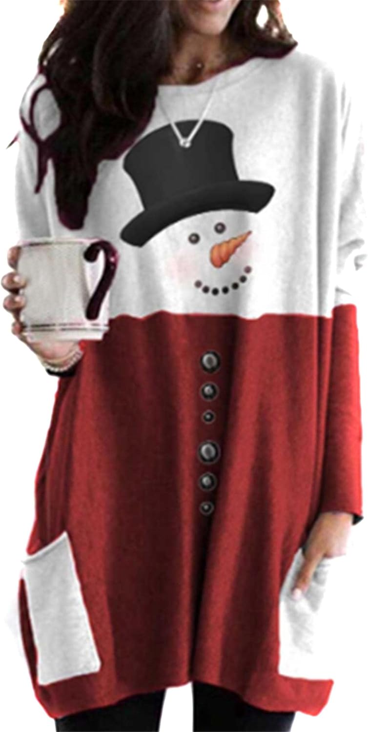 YMING Womens Christmas Sweatshirt Dress - Cozy Oversized Fit