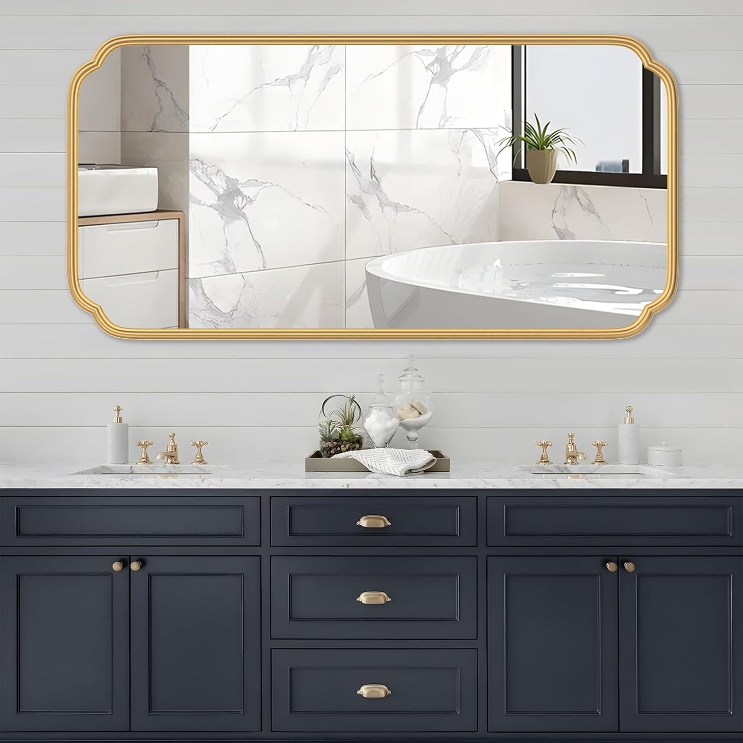 Gold Wall Mirror 48 x 24 Inch for Bathroom Vanity and Decor