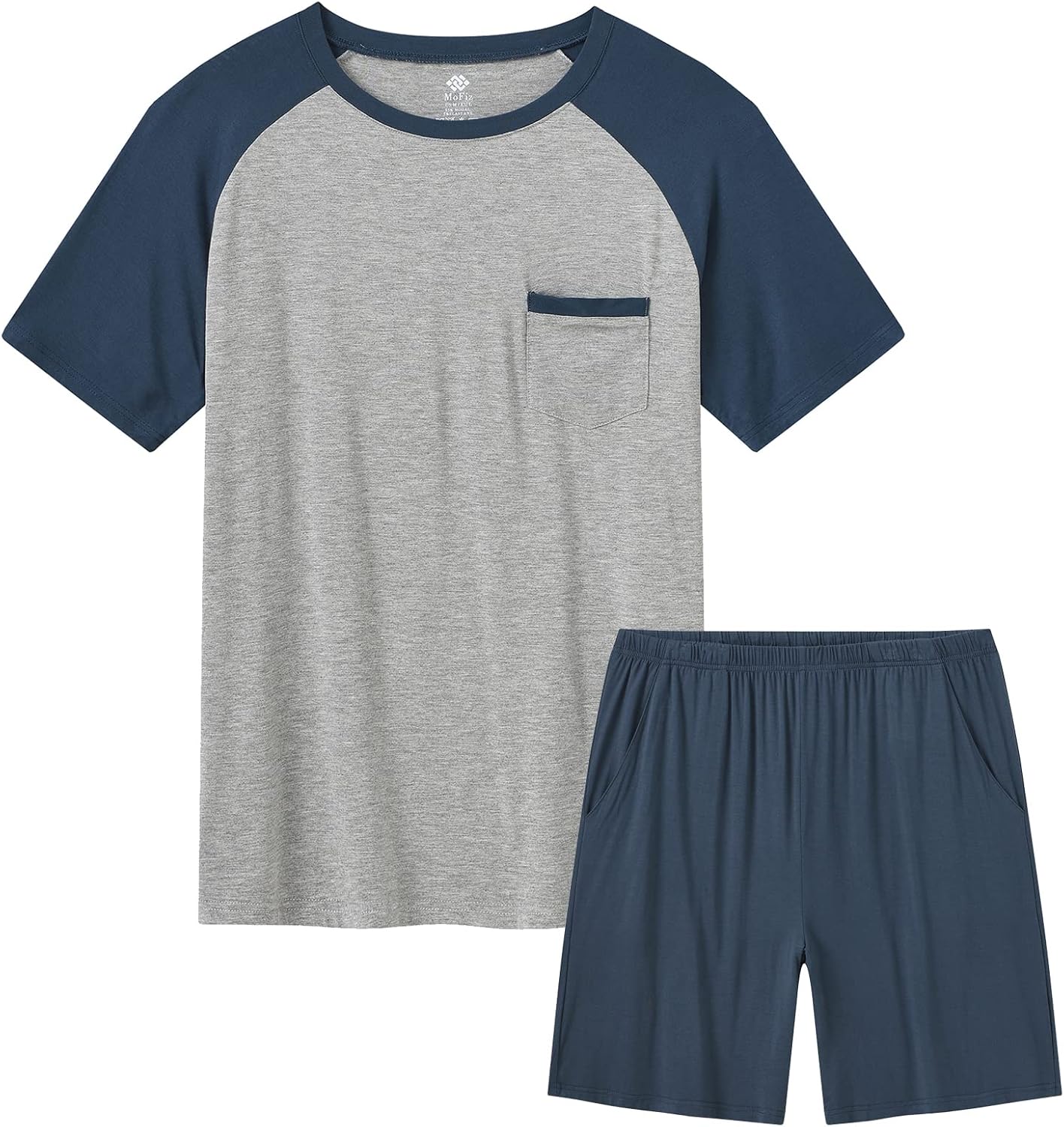 MoFiz Mens Pajama Set Lightweight Quick Dry Summer Sleepwear