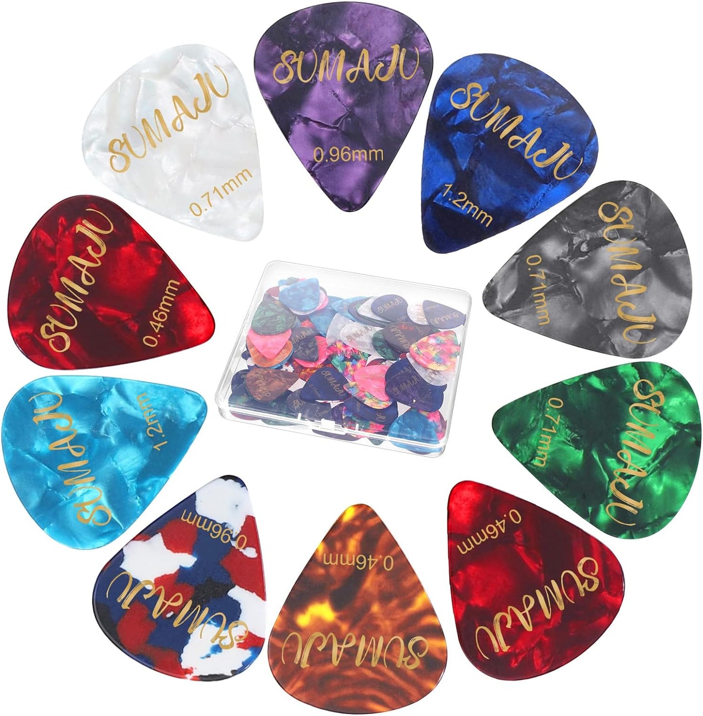SUMAJU Colorful Celluloid Guitar Picks Set