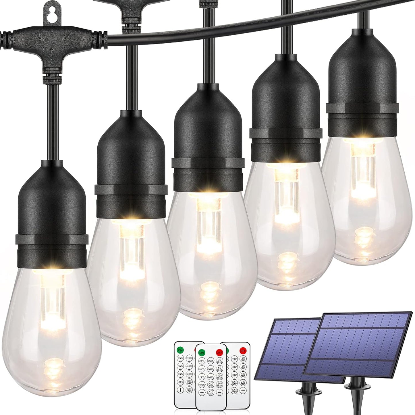 Mlambert 48FT Solar String Lights with Remote for Outdoor Use