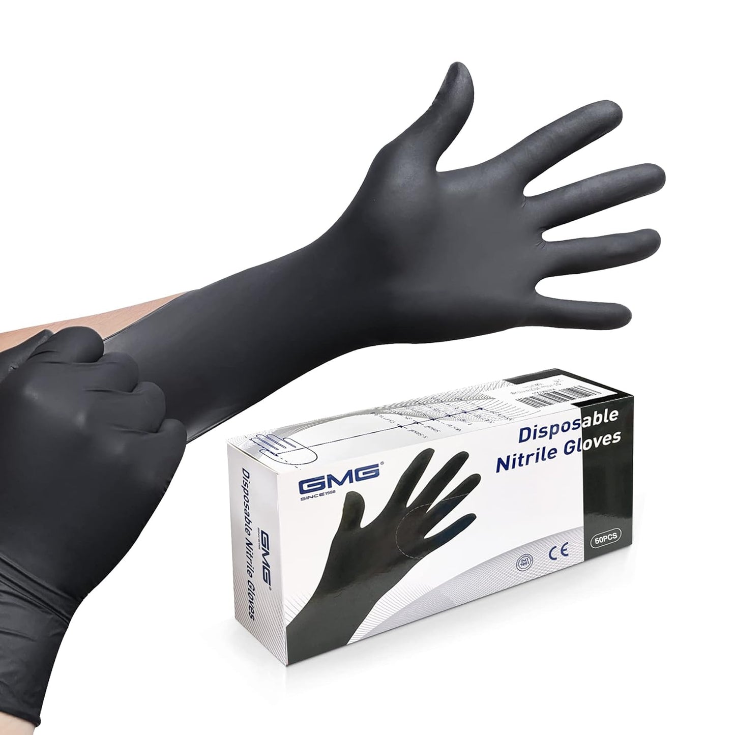 GMG SINCE1988 Black Nitrile Gloves 50 Pack
