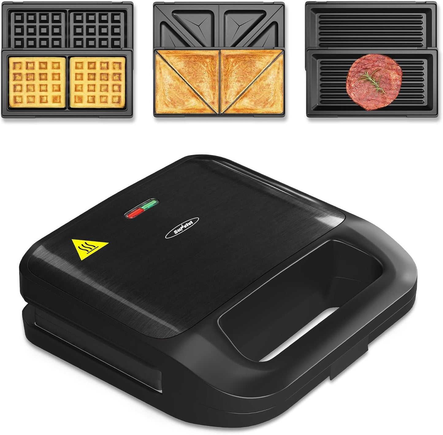Sunvivi Sandwich Maker Panini Press: 3 in 1 Non-Stick Waffle Maker