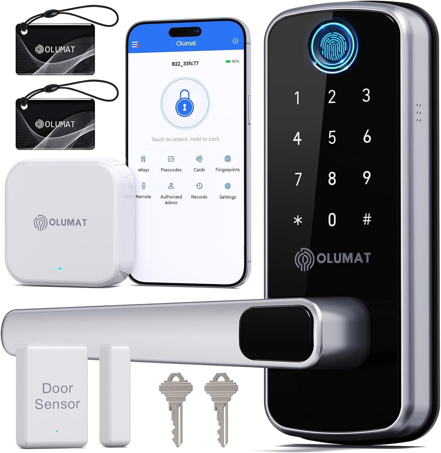 Smart Lock with Door Sensor - Keyless Entry and Easy Install