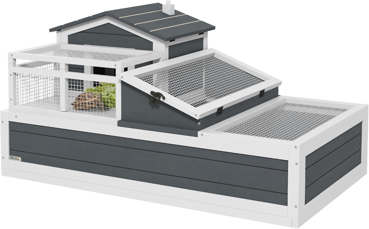 Spacious 3-Room Tortoise House Habitat for Indoor/Outdoor Use