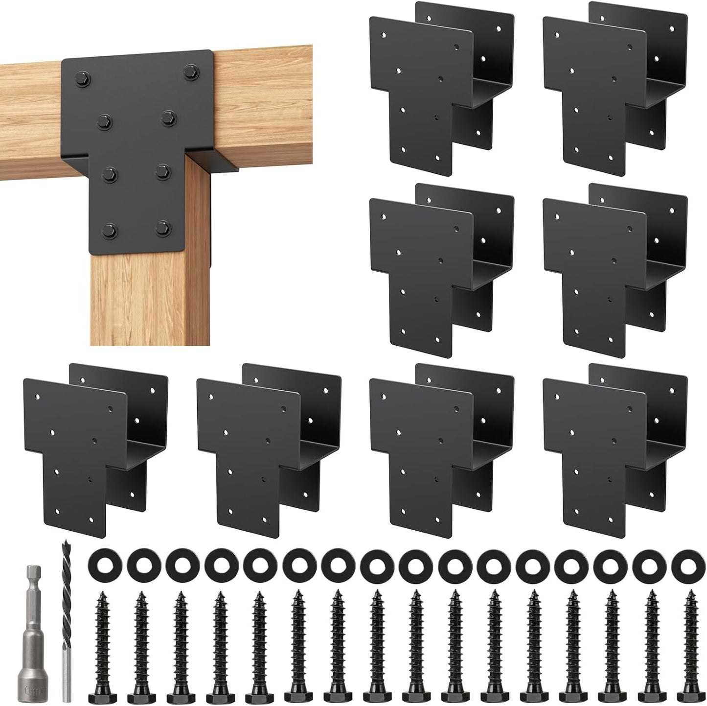 Heavy-Duty 4x4 Post Caps Tie Brackets for Outdoor Structures