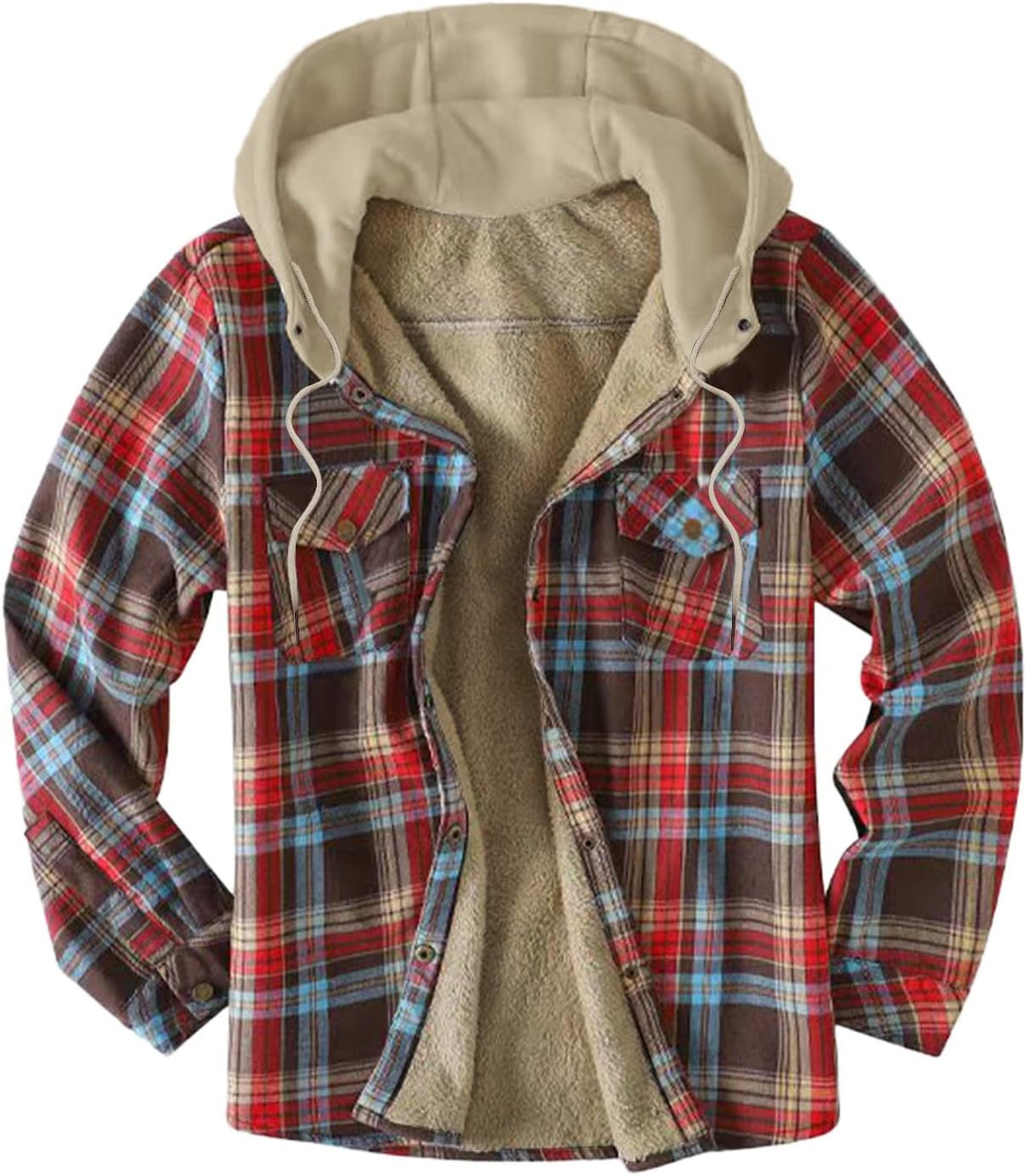 Hooded Quilted Flannel Jacket for Men