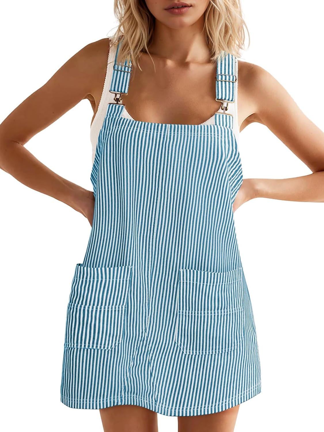 Yousify Womens Casual Denim Dress with Adjustable Straps
