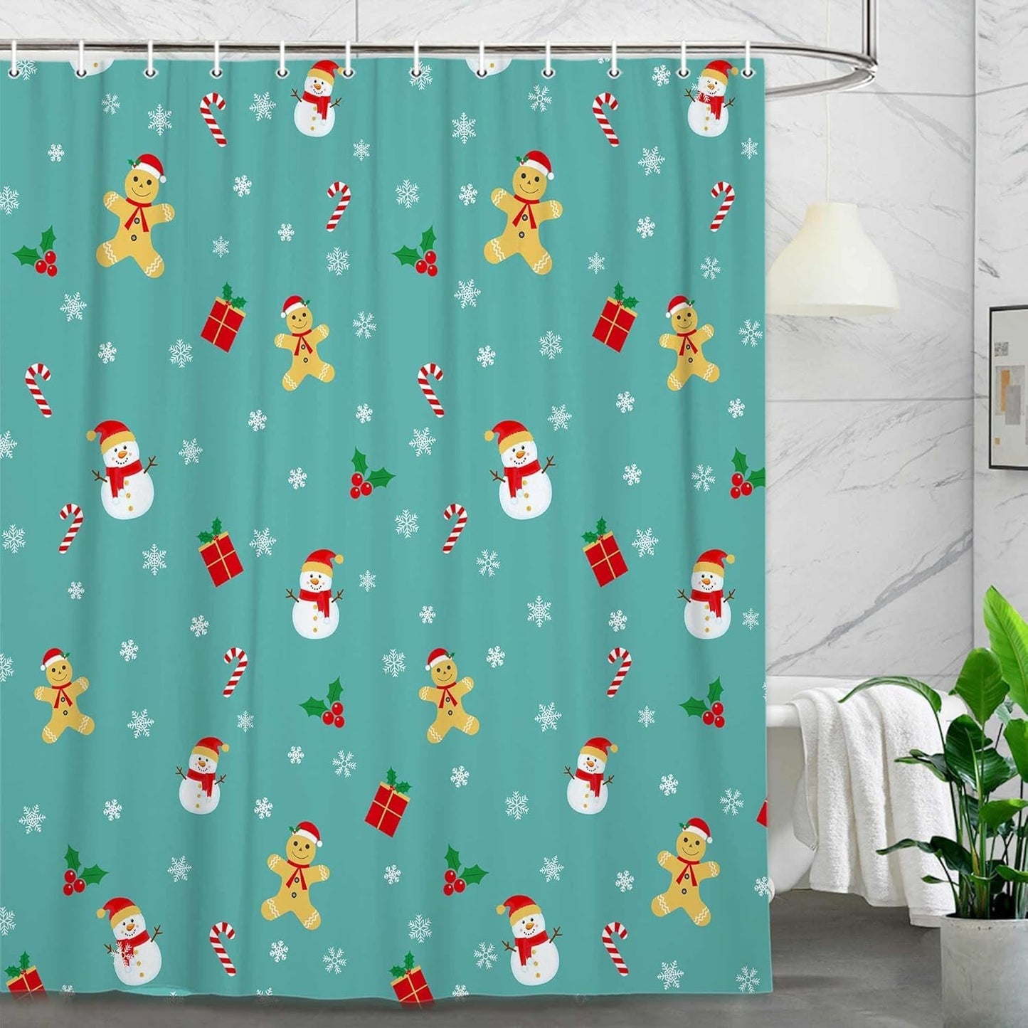 Festive Kids Christmas Shower Curtain Set - Holiday Cheer