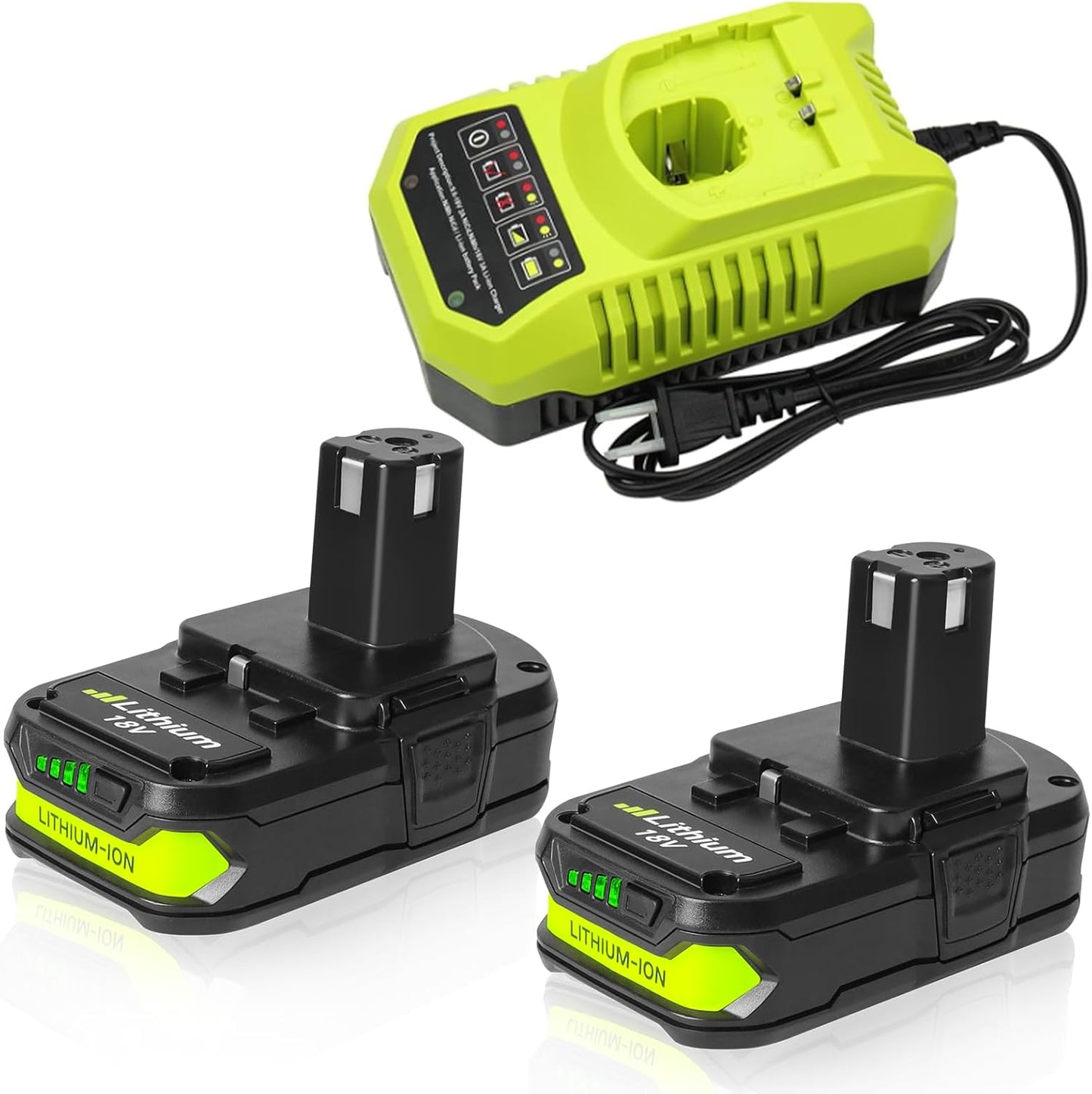 2 Pack 18V 3.0AH Battery Compatible with Ryobi Tools and Charger
