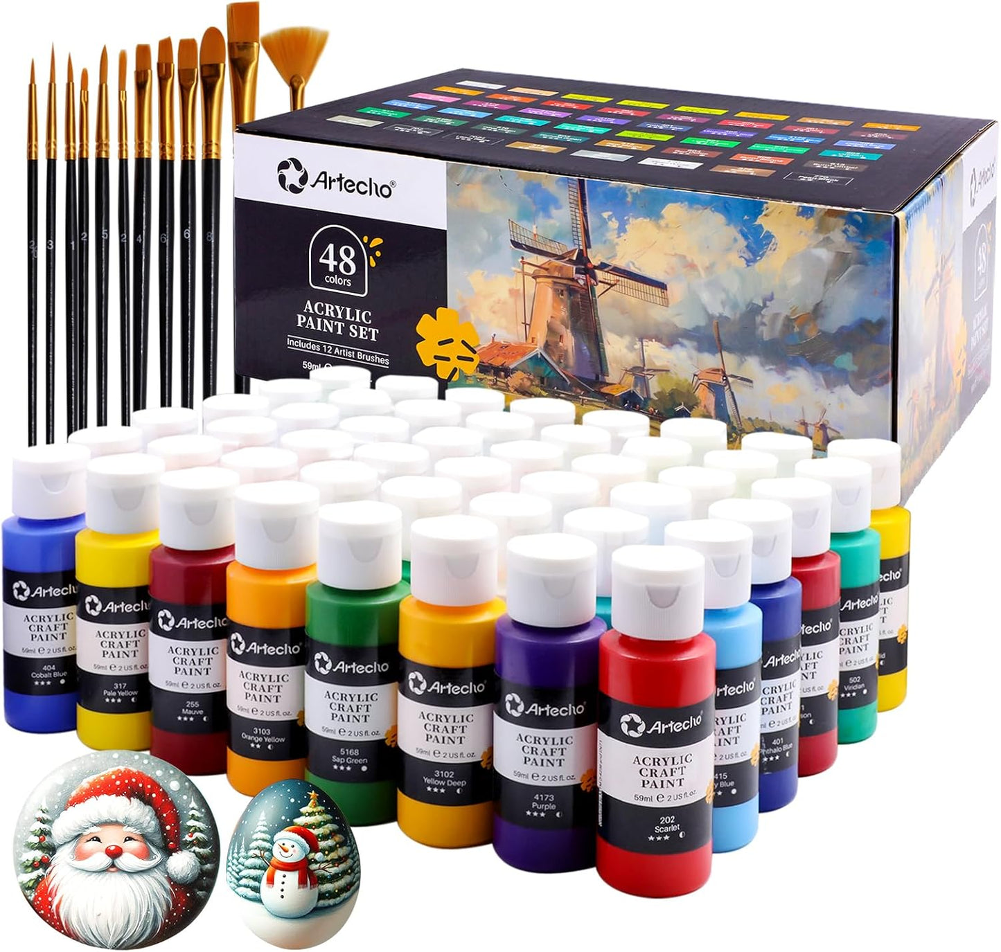Artecho Acrylic Paint Set 48 Colors for Artists and Beginners