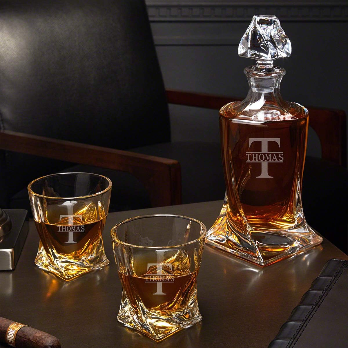 Oakmont Personalized Twist Decanter Set for Whiskey Lovers