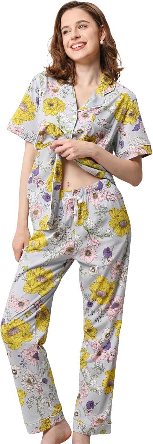 100% Cotton Pajamas for Women Sets Soft Sleepwear Loungewear
