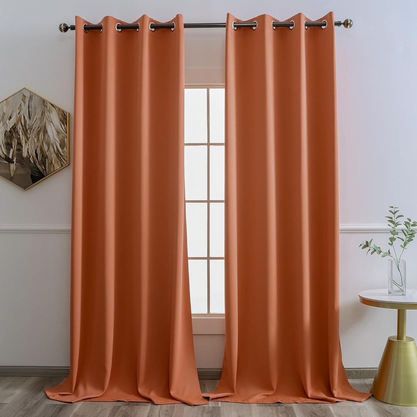 YGO Burnt Orange Blackout Curtains for Bedroom and Living Room