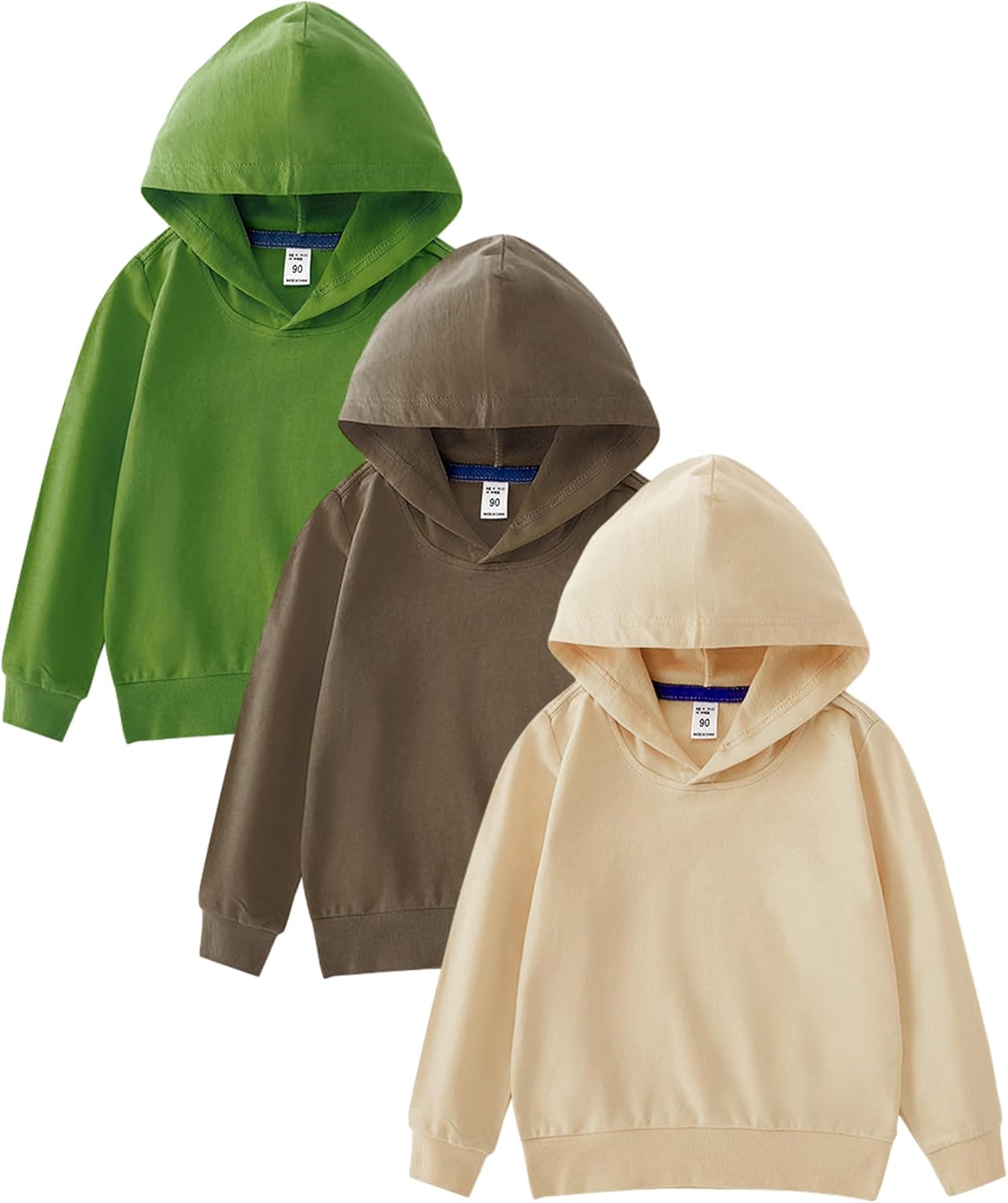 Toddler Lightweight Hoodie Sweatshirt for Boys and Girls - 3 Pack