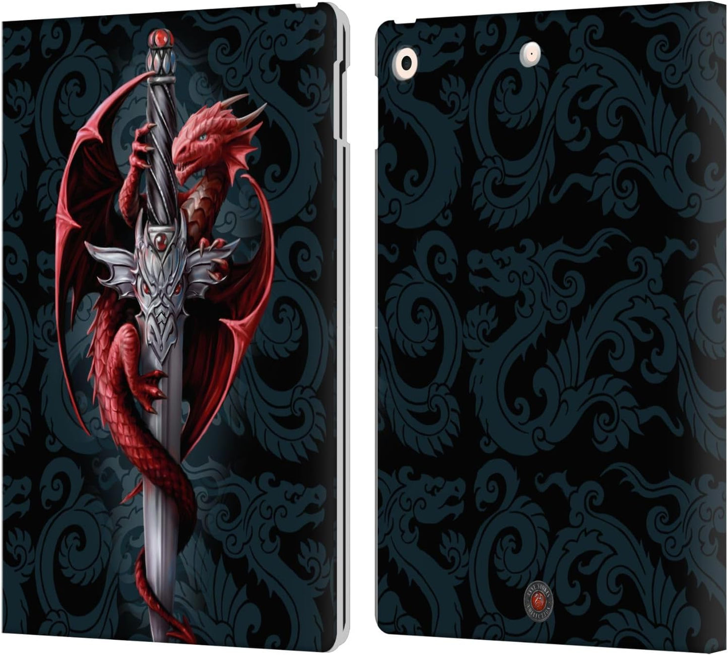 Anne Stokes Dagger Dragons Leather Wallet Case for iPad 10.2