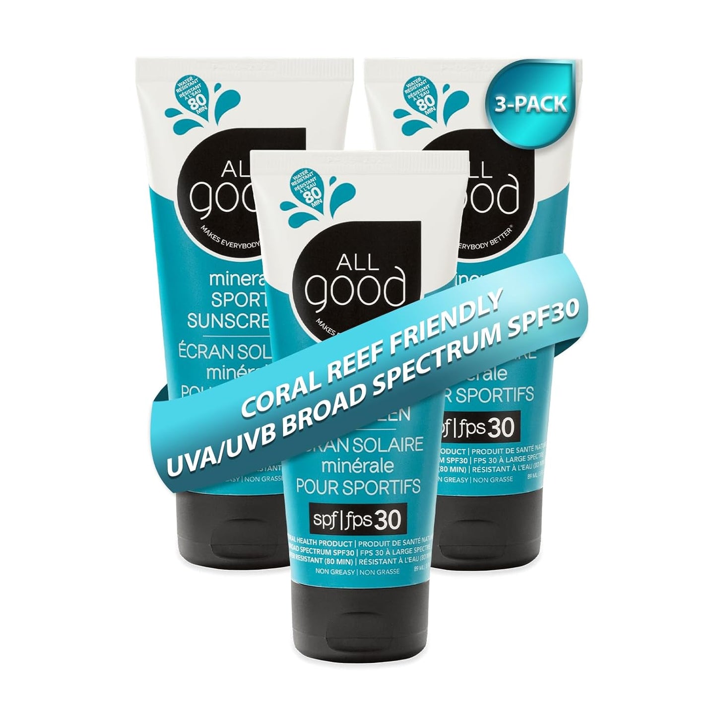 All Good Sport Mineral Sunscreen Lotion - SPF 30+ for Skin