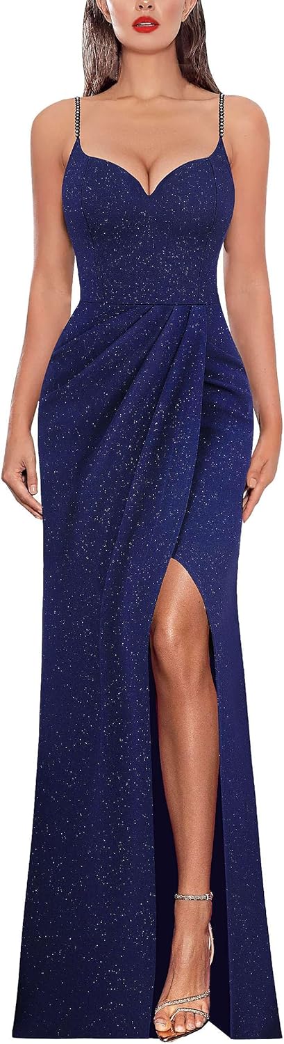 VFSHOW Womens Sexy Formal Ruched Bodycon Maxi Dress for Events