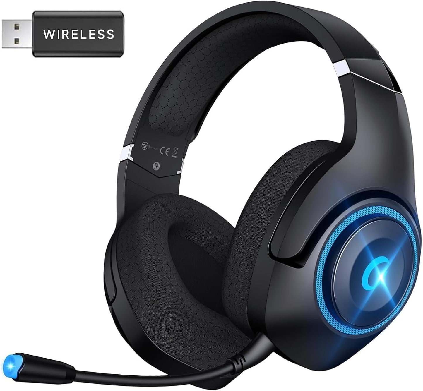 Ultimate Gaming Headset, 2.4GHz Wireless, Noise-Canceling Mic, 40-Hr Battery - KAPEYDESI