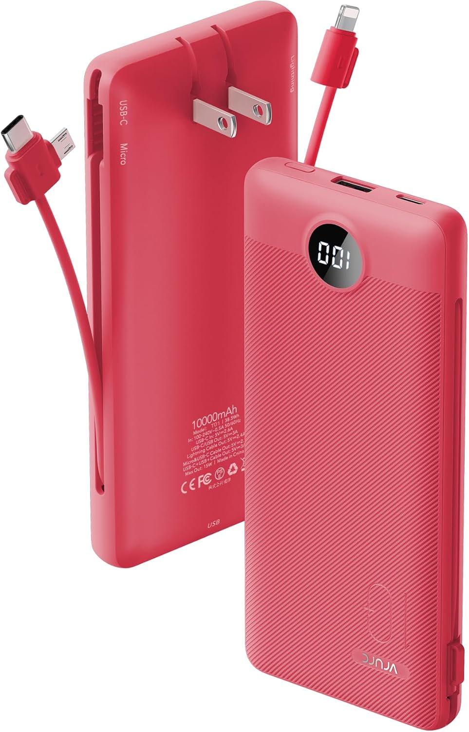 Compact VRURC 10000mAh Power Bank & Wall Plug