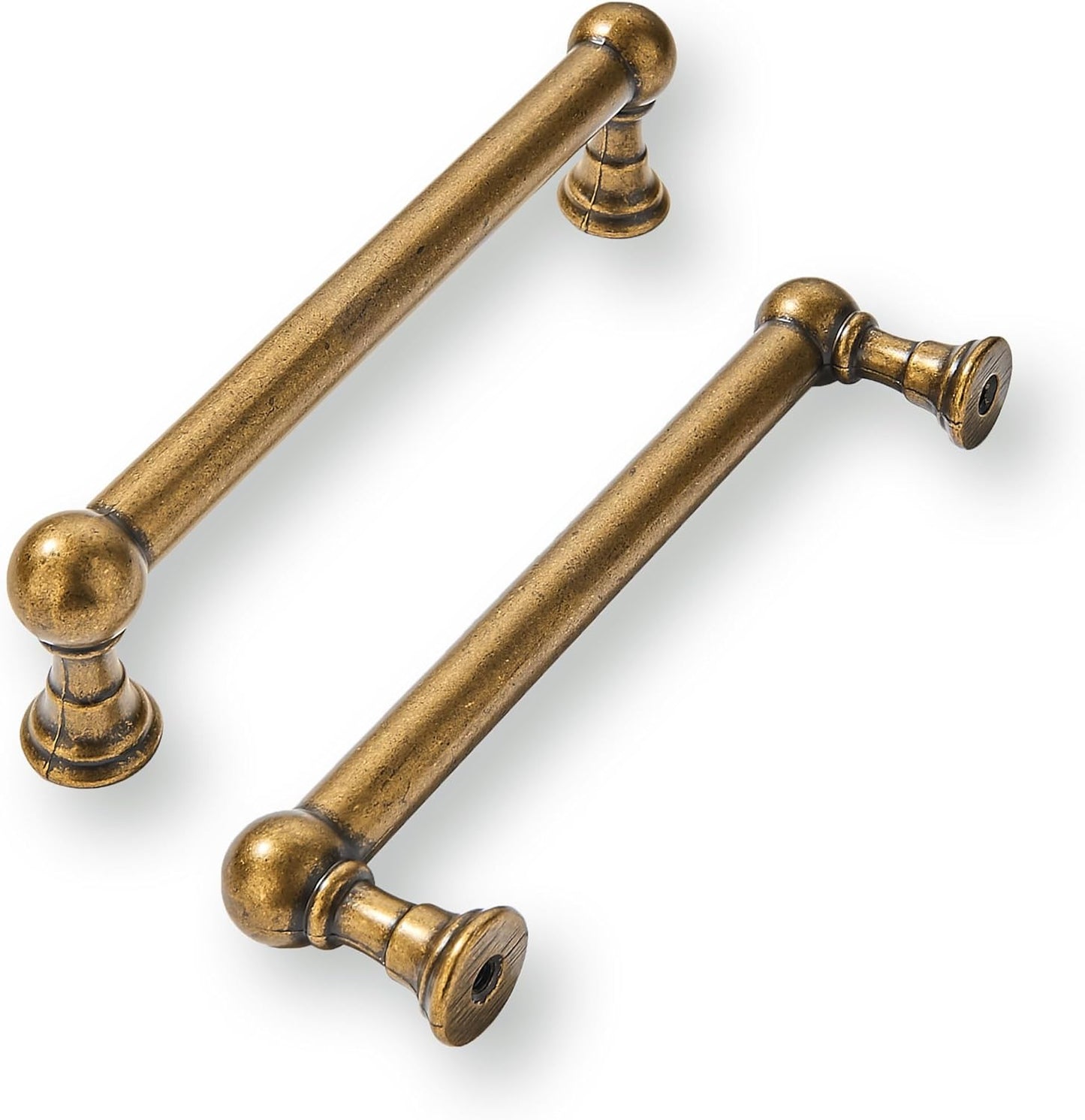 Antique Brass Cabinet Pulls - Heavy Duty 10 Pack for Kitchens