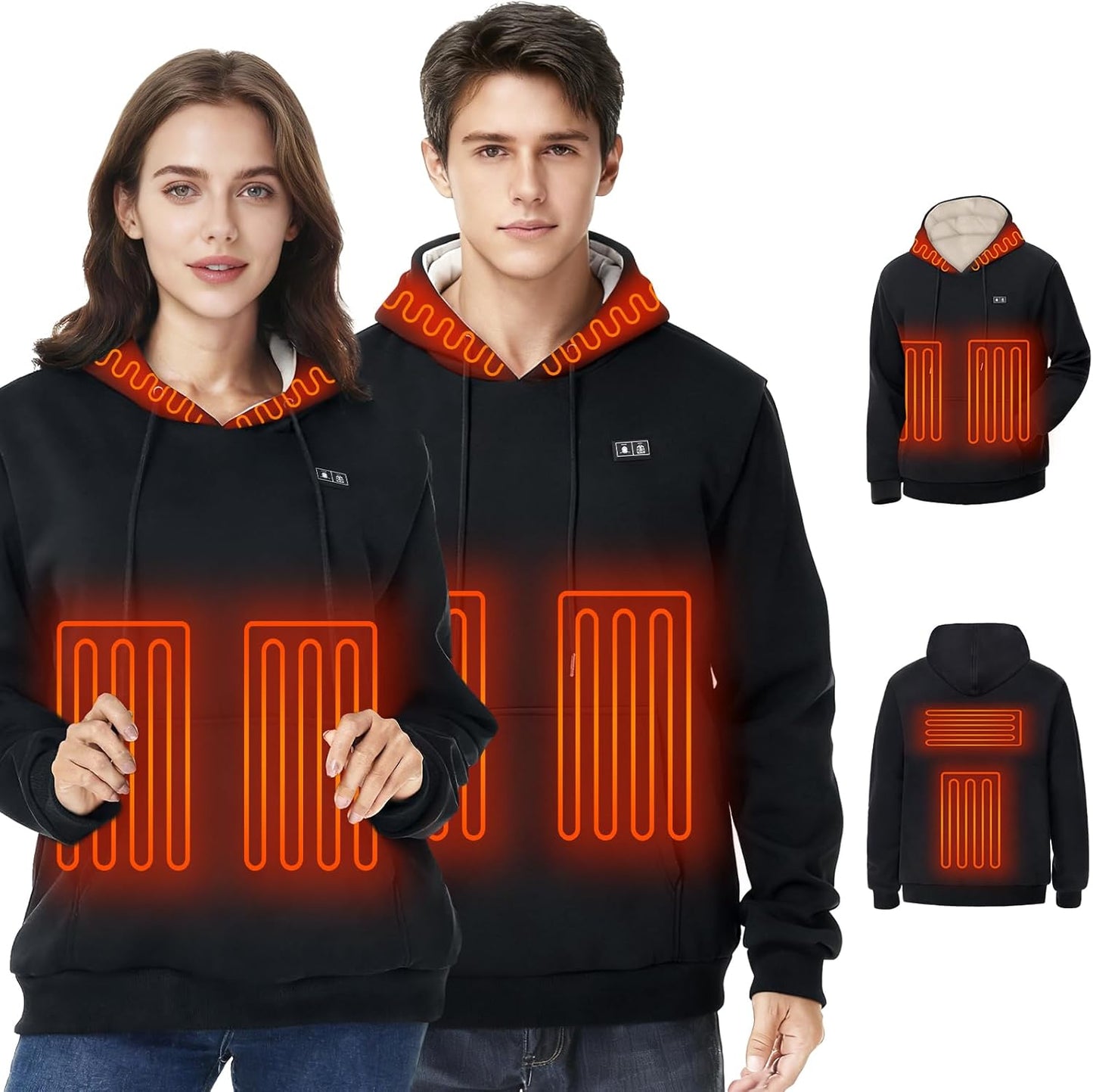 Heated Hoodie for Men Women with 6 Heating Zones and Battery