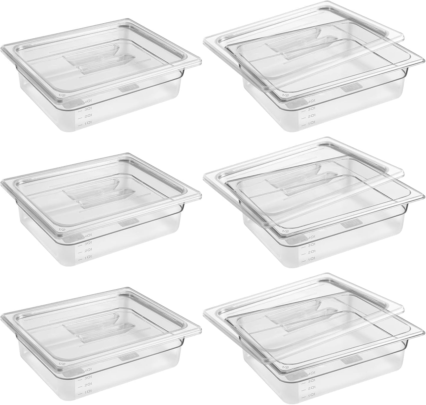 6 Pack 4ft' Deep Clear Food Pans for Restaurant Supplies