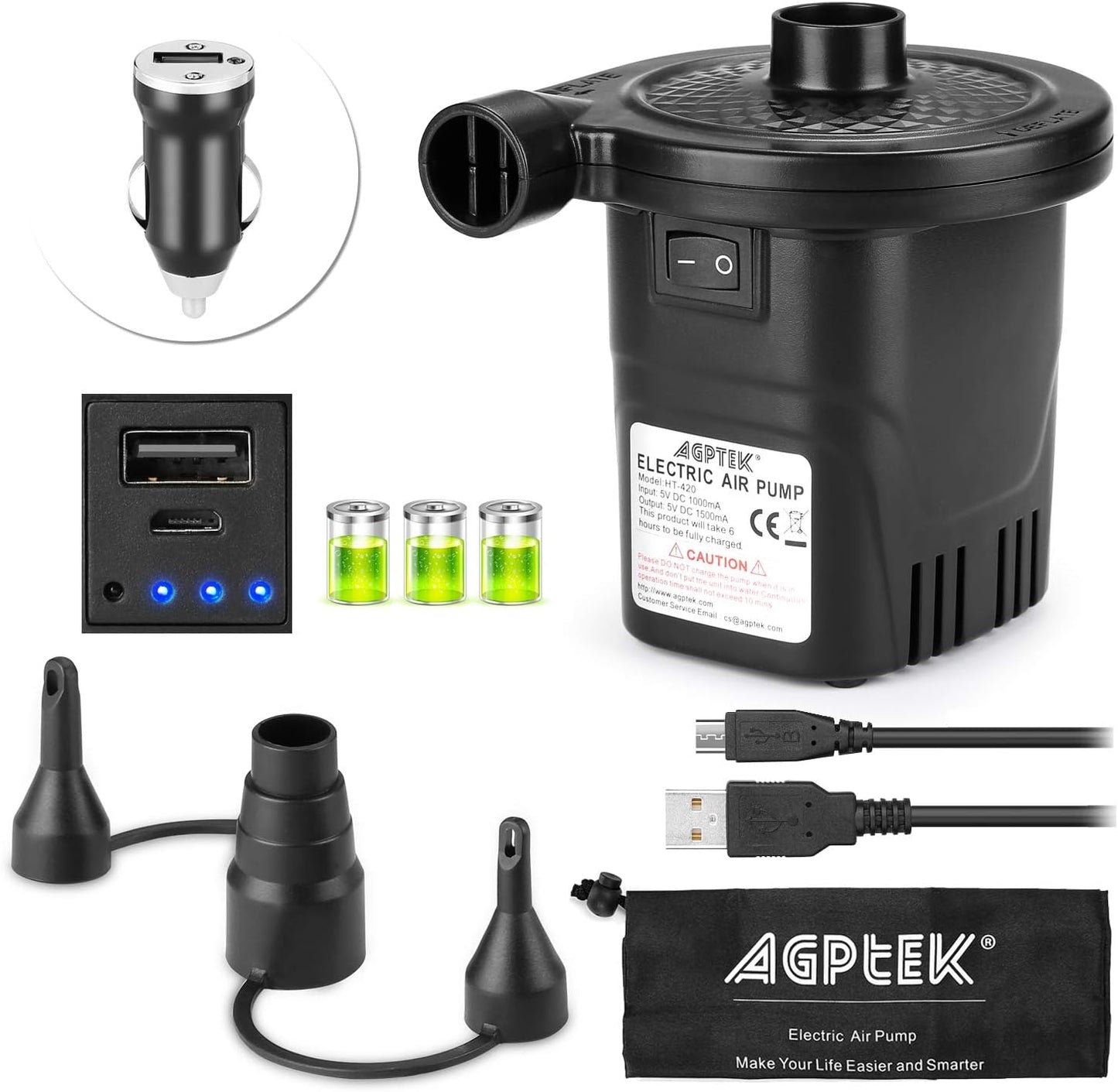 AGPTEK Rechargeable Air Pump: Fast Inflation Anywhere