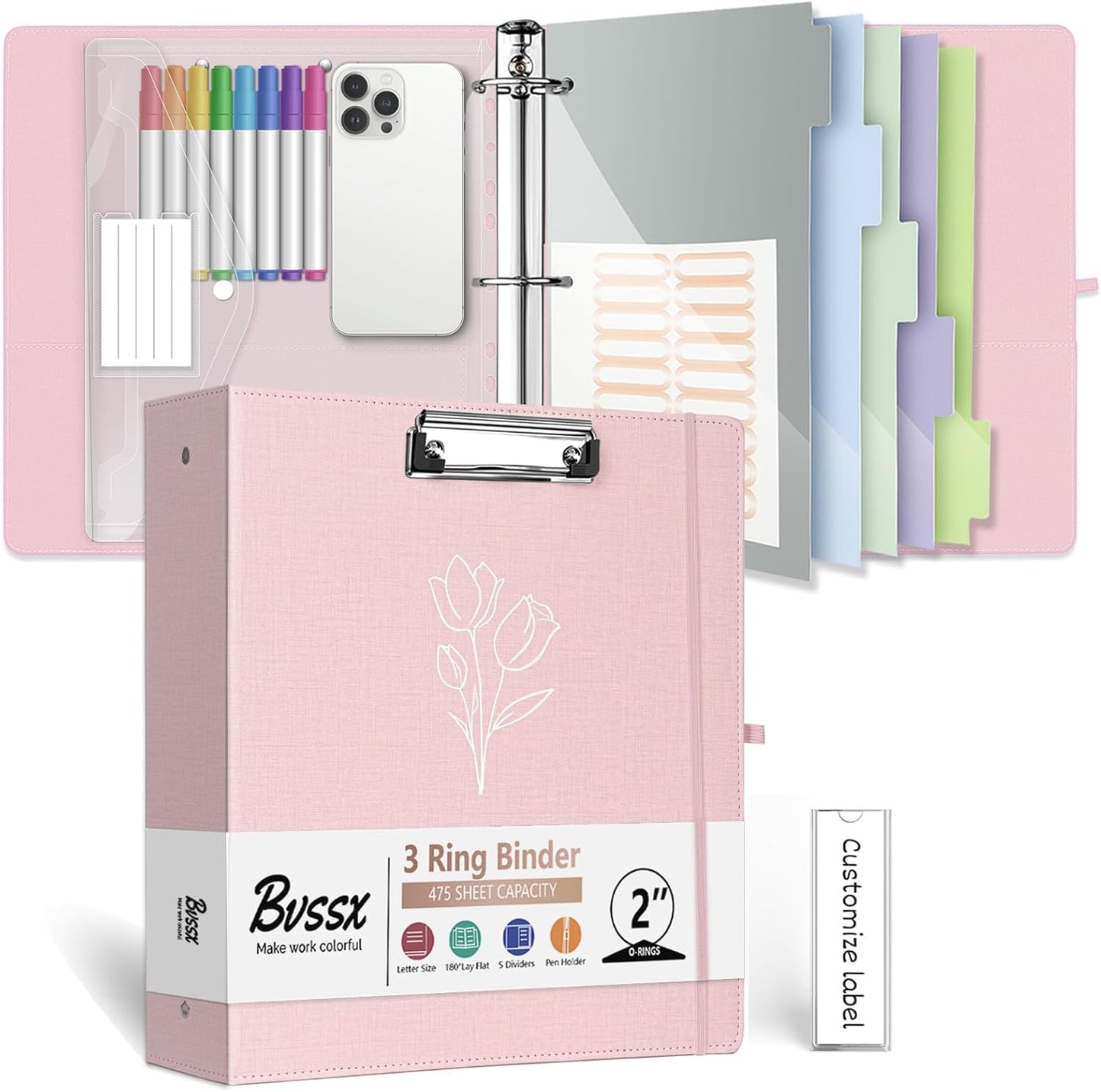 3 Ring Binder Organizer with Clipboard for Letter Size Paper