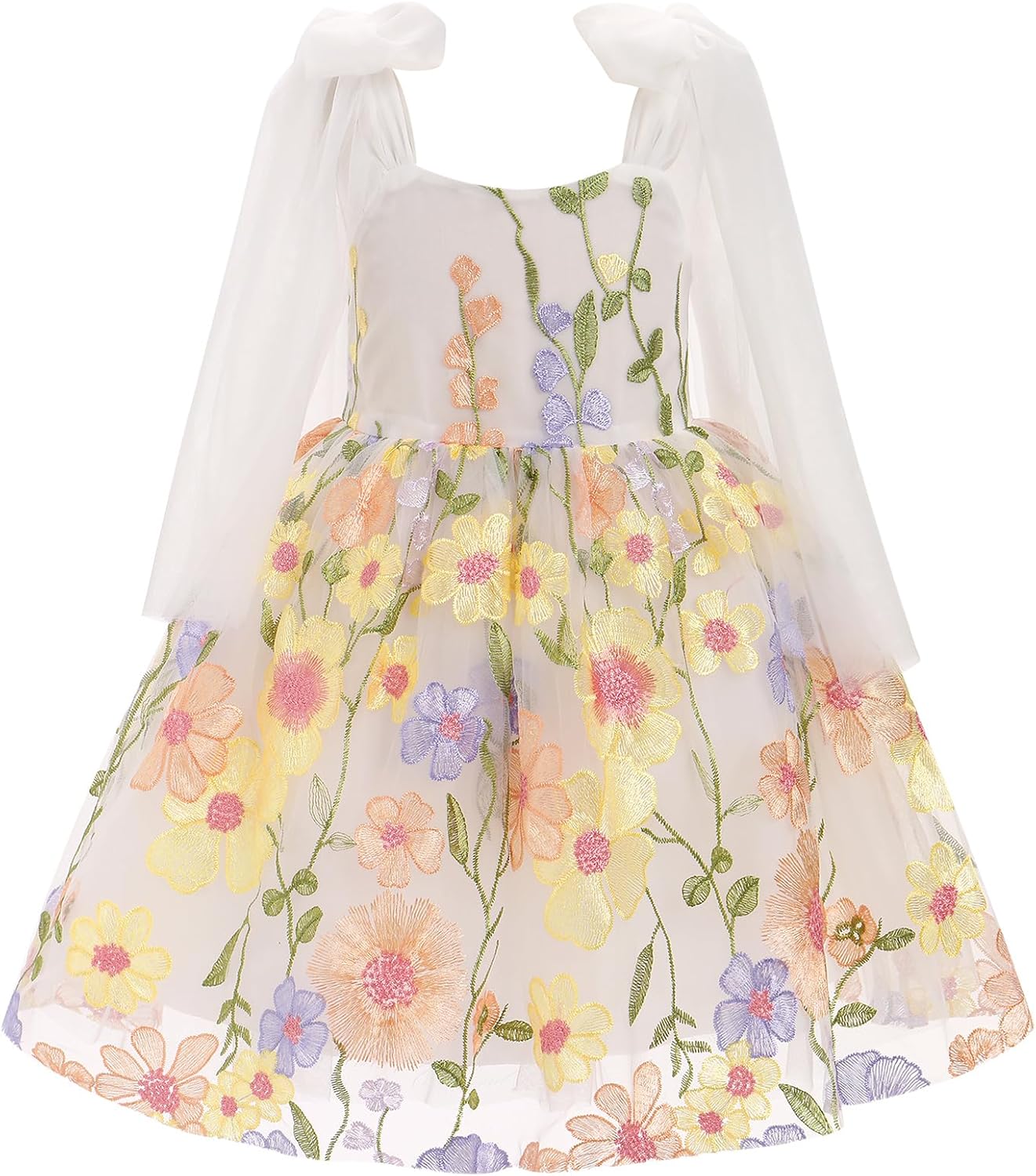 Flower Girl Floral Lace Tulle Dress for Junior Bridesmaids