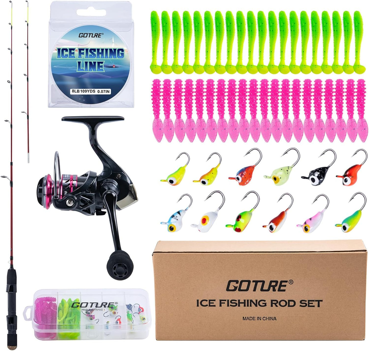 Goture Ice Fishing Combo - Double Tip Rod + 86/96Pcs Jig Set