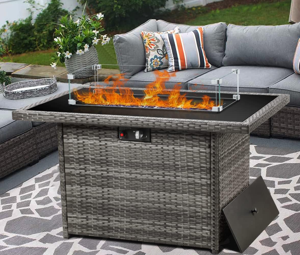 LayinSun 44in Propane Gas Fire Pit Table for Cozy Outdoor Evenings