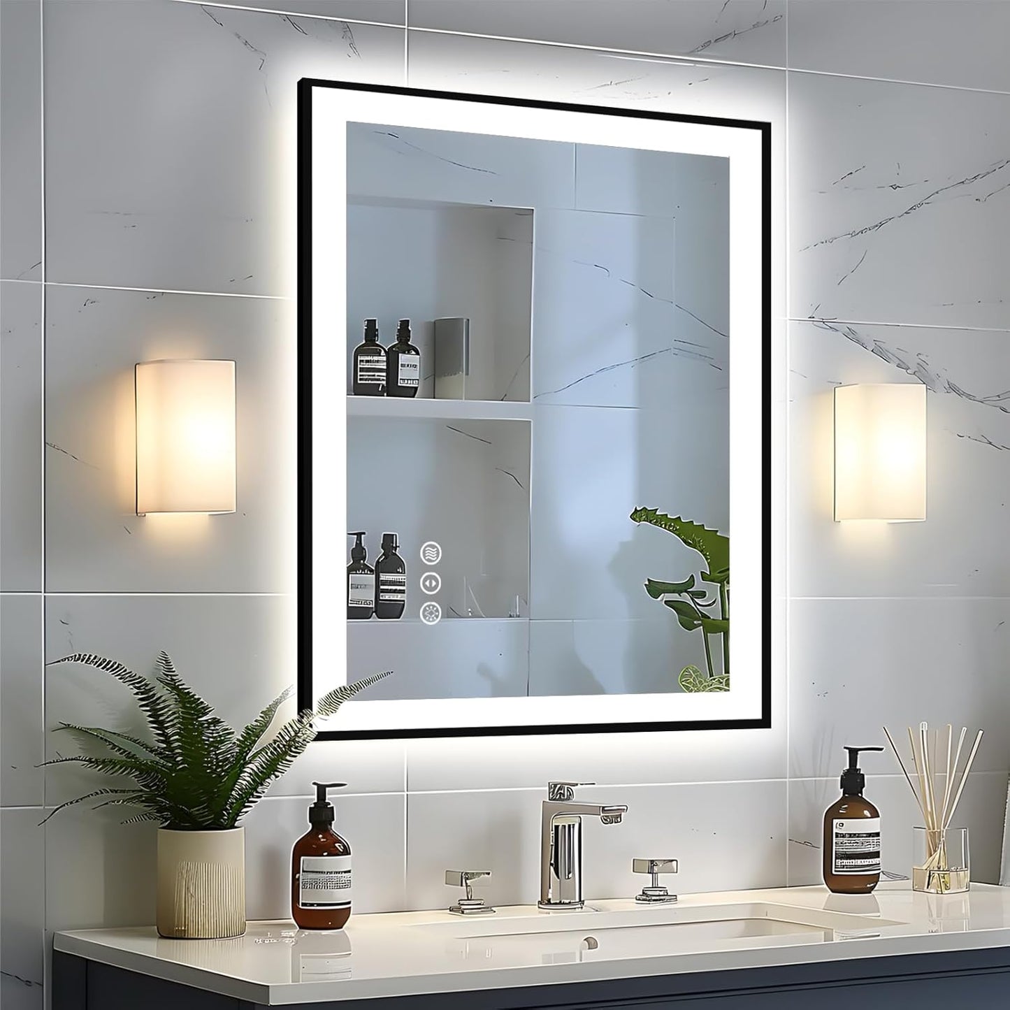 28x32 LED Bathroom Mirror with Anti-Fog and Dimmable Light