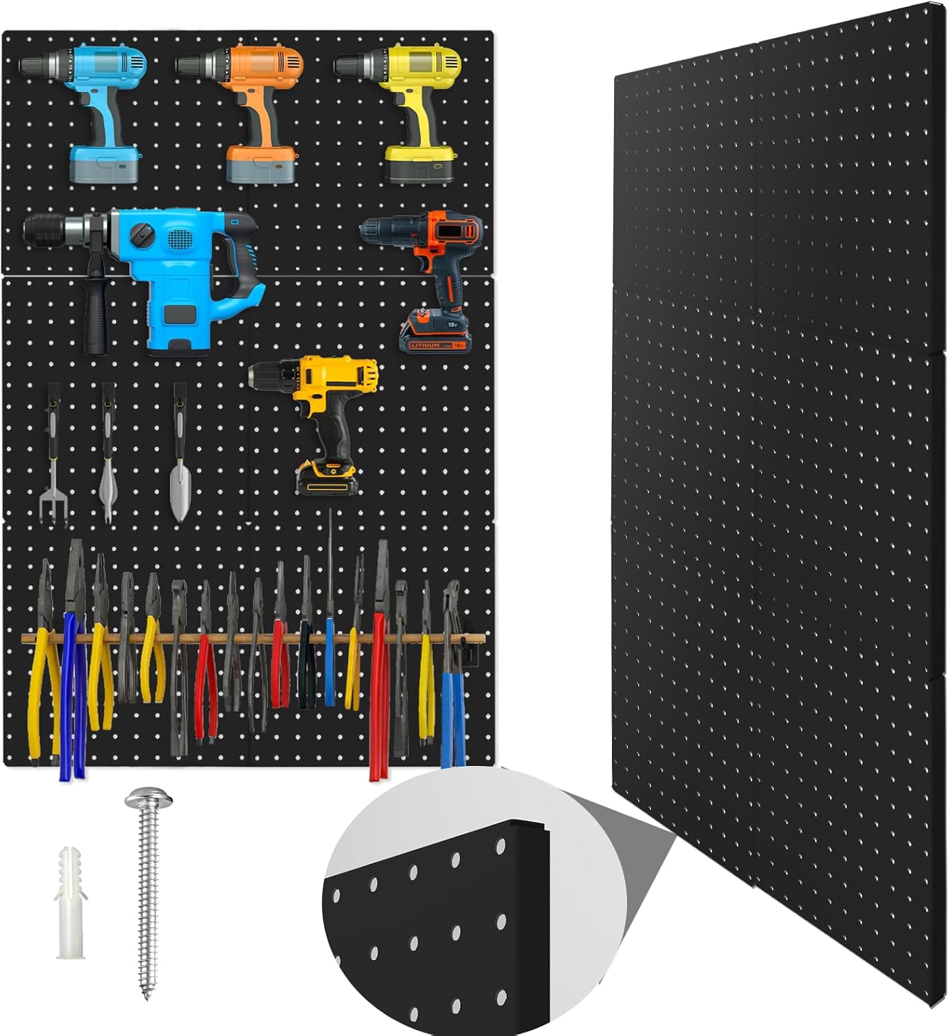Heavy Duty Black Metal Pegboard Panels for Home and Garage Storage
