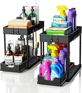 2 Pack Under Sink Organizers and Storage for Bathroom Kitchen