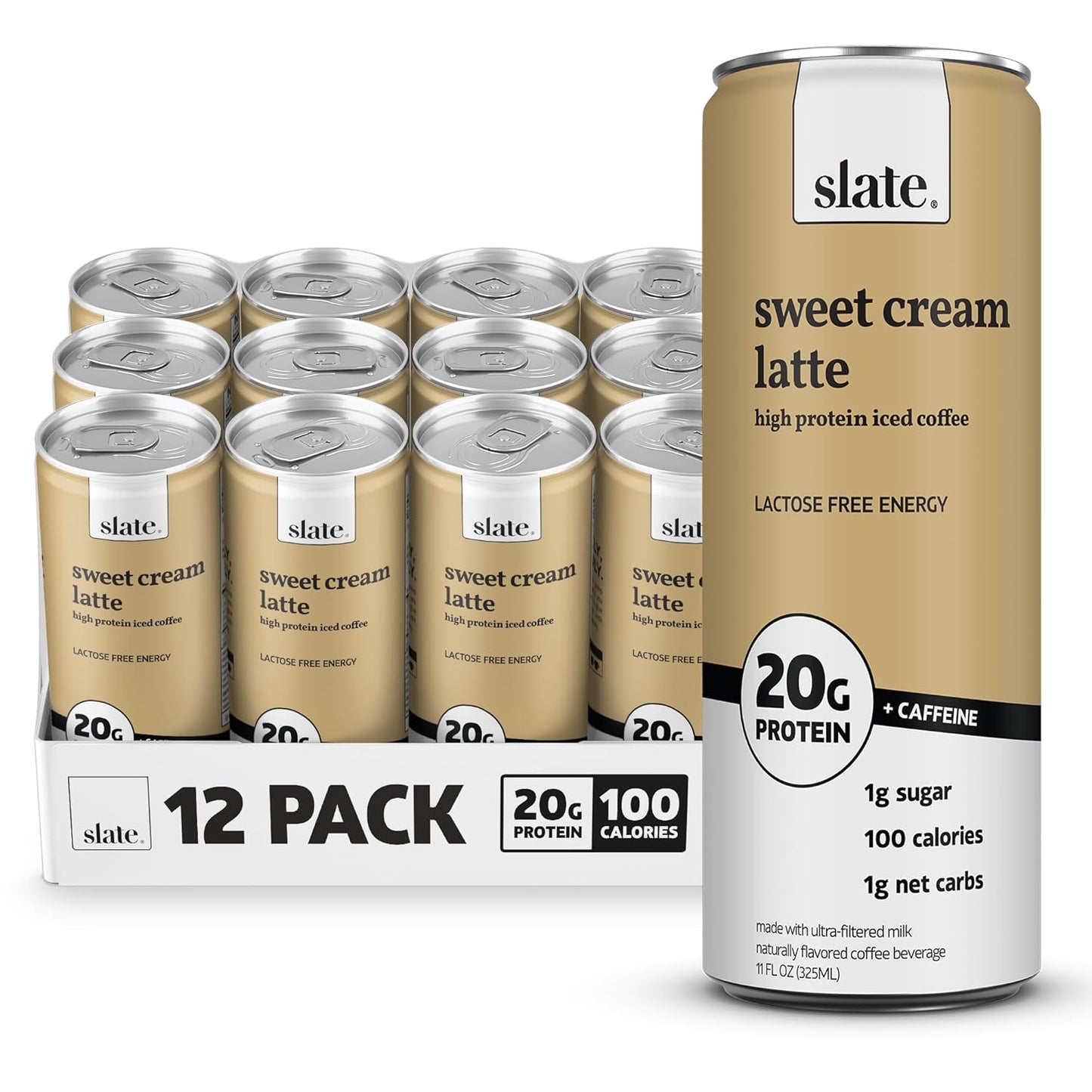 Slate High Protein Iced Coffee Sweet Cream Latte - 20g Protein