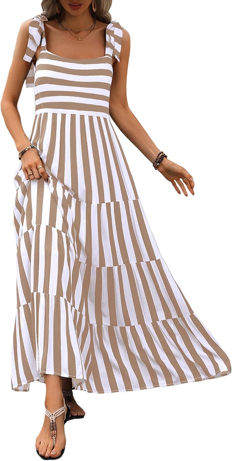 PRETTYGARDEN Women Sleeveless Floral Maxi Dress for Summer Fun
