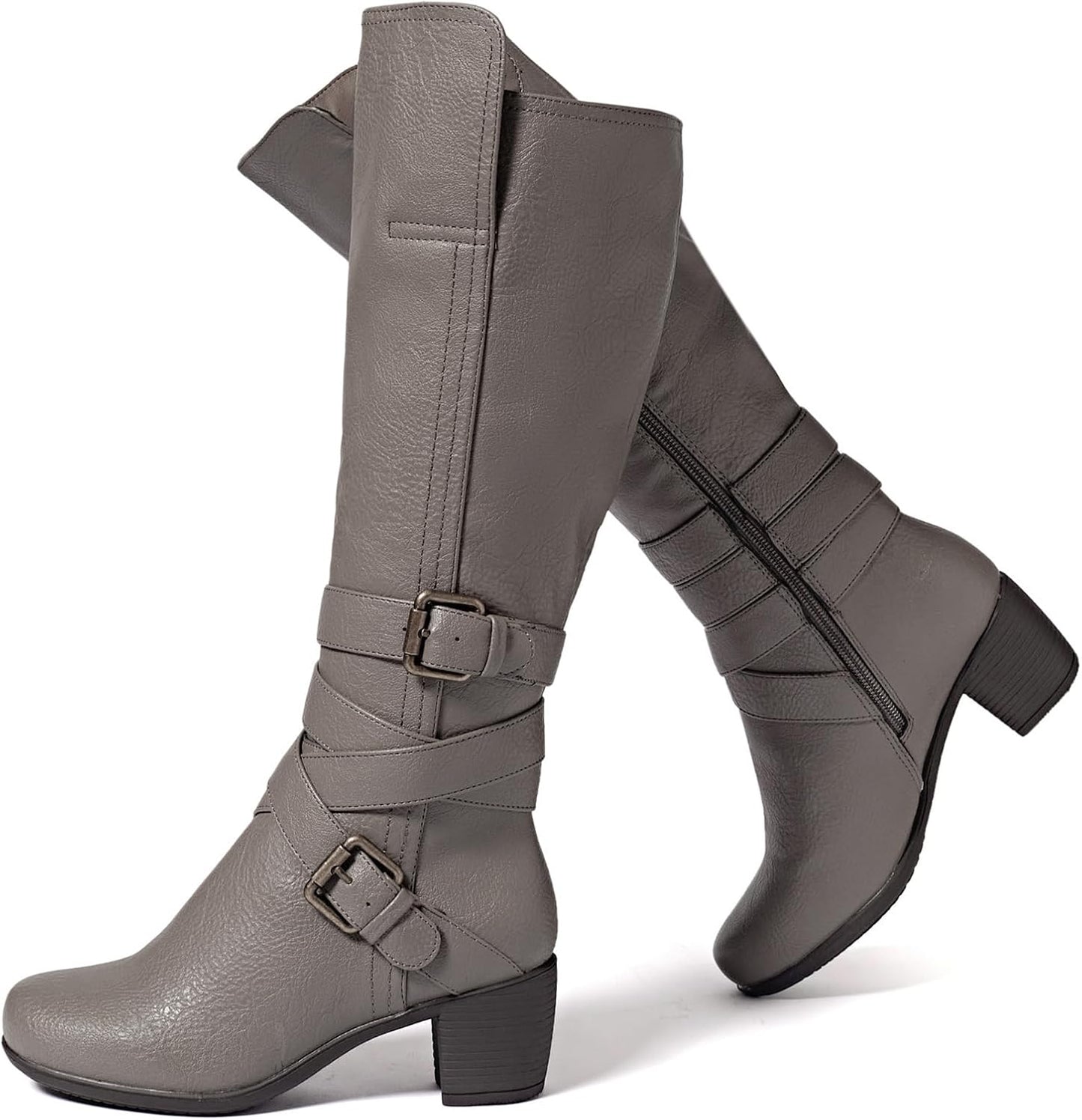 Women's Knee High Boots with Chunky Heel for Fall and Winter