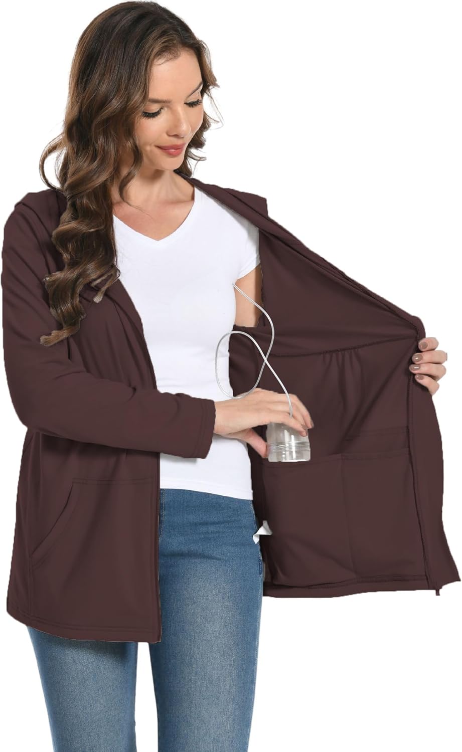 Women Post Mastectomy Hoodies with Drain Pockets for Recovery