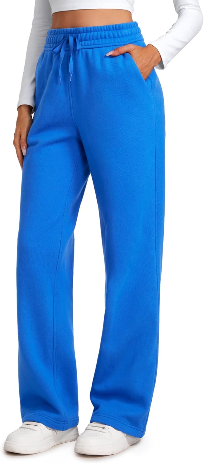 CRZ YOGA Cotton Fleece Lined Sweatpants for Women Comfort